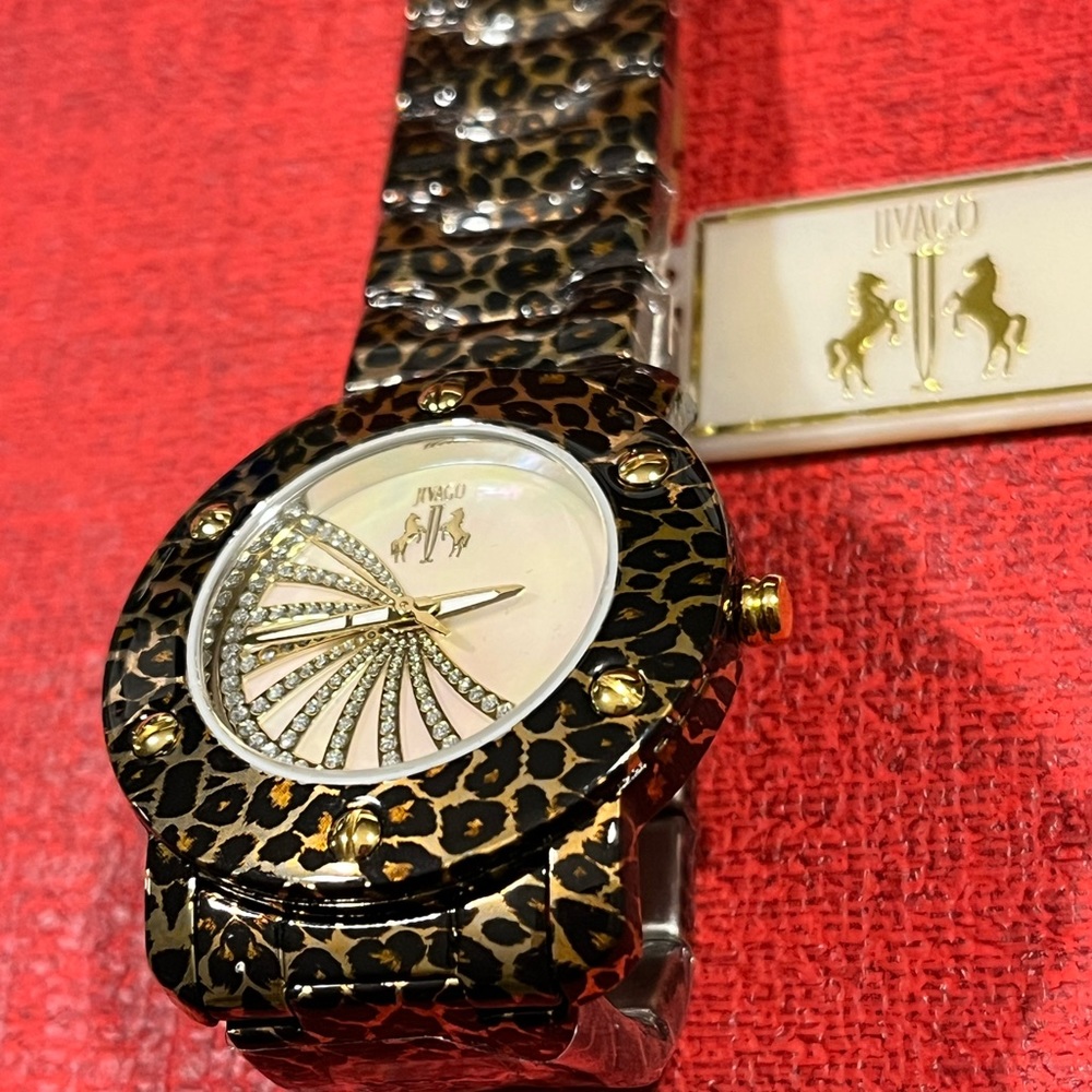 JIVAGO NIB AUTHENTIC LEOPARD & TORTOISE STYLE STAINLESS STEEL WATCH - Picture 12 of 15
